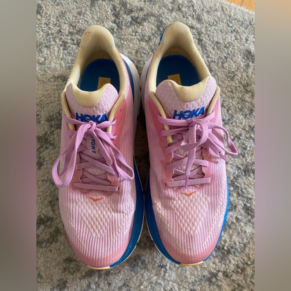 Hoka One One Women's Pink and Blue Athletic Shoes
